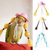 Small Pet Sun Hat Hamster Hat with Double Braids Elastic Strap Adjustable Hat with Wig for Budgies Parrots Roosters Guinea Pigs