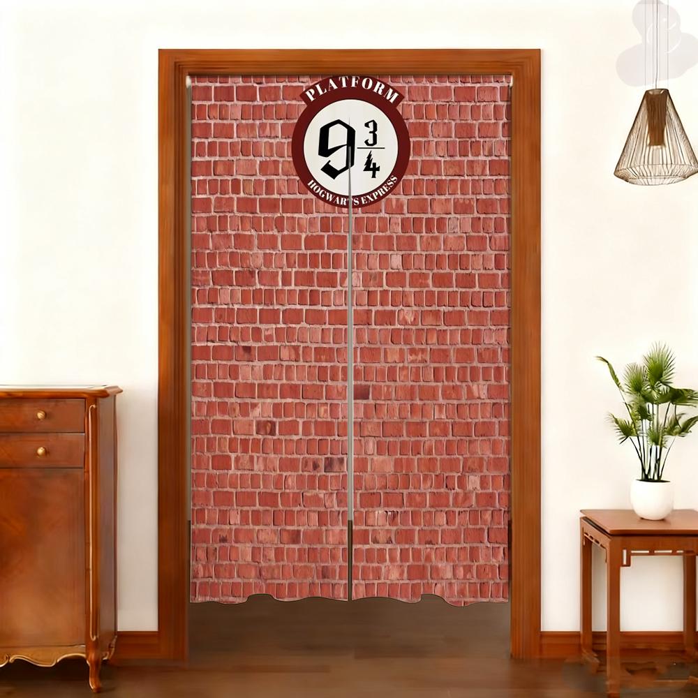 Harryy Potters 9 3/4 Train Platform Brick Wall Photography Backdrop Magic School Door Hanging Banner Half-Curtain Baby Portrait