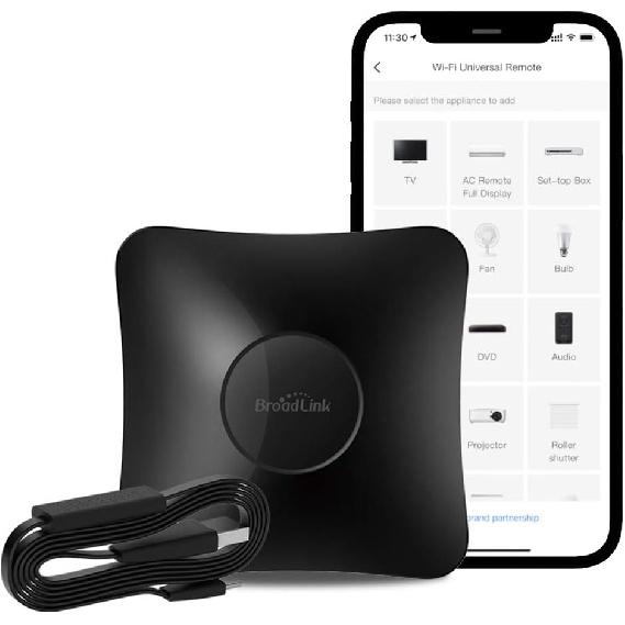 BroadLink RM4 pro Smart Remote and Sensor Cable Set RM4 pro S (2.4 GHz Wi-Fi Only), Universal IR RF Remote Control Hub with Temperature Humidity