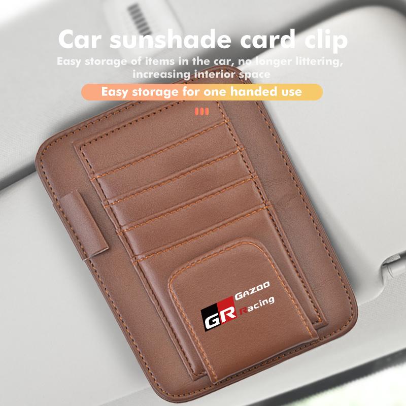 For Toyota Car Sunshade Card Package Holder Sunglasses Ticket Card Clip GR Yaris Corolla Prius Aqua Vios Mirai Hilux Auris CHR