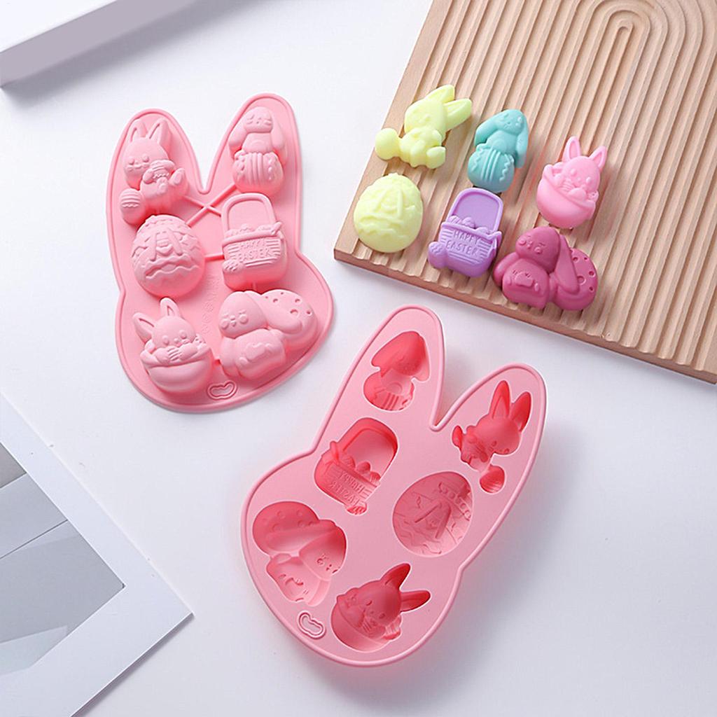 Silicone Mold Easy Release Handmade Craft-Making Tool 3D Rabbit Silicone Chocolate Mold For Ice Soap Cake Cupcake Decoration