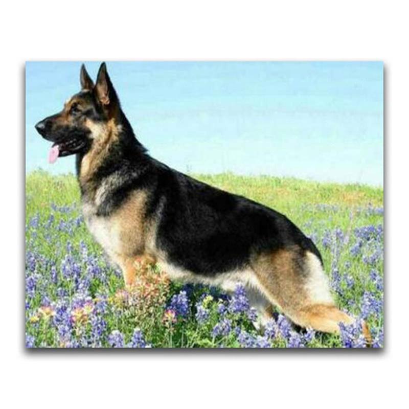 

DIY 5D алмазная картина немецкая овчарка полная круглая дрель животное собака домашнее животное алмазная вышивка крестом мозаика домашний декор Round 40x50cm