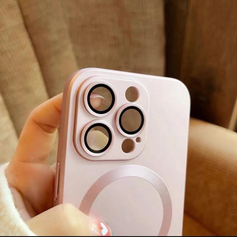 Matte Metallic Paint iPhone 17 Case with Full Lens Coverage and Magnetic Adsorption for 16 Pro Max