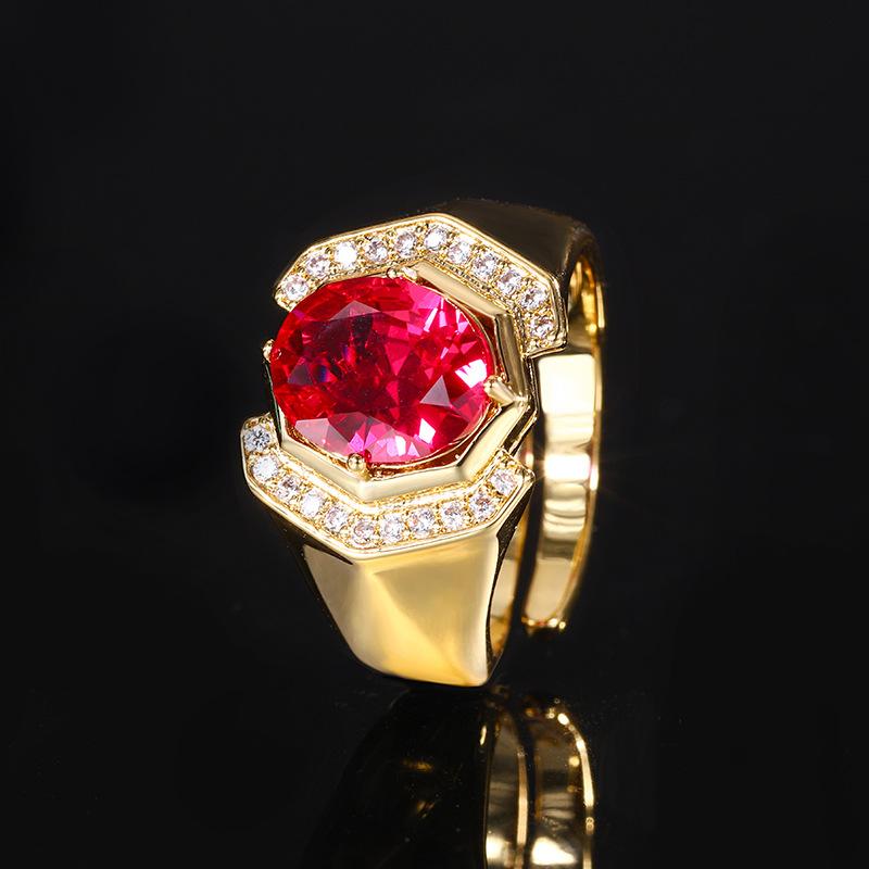 

Ювелирные изделия Медное основание с золотым покрытием Имитация синей шпинели Золотое кольцо Женское 8 * 10