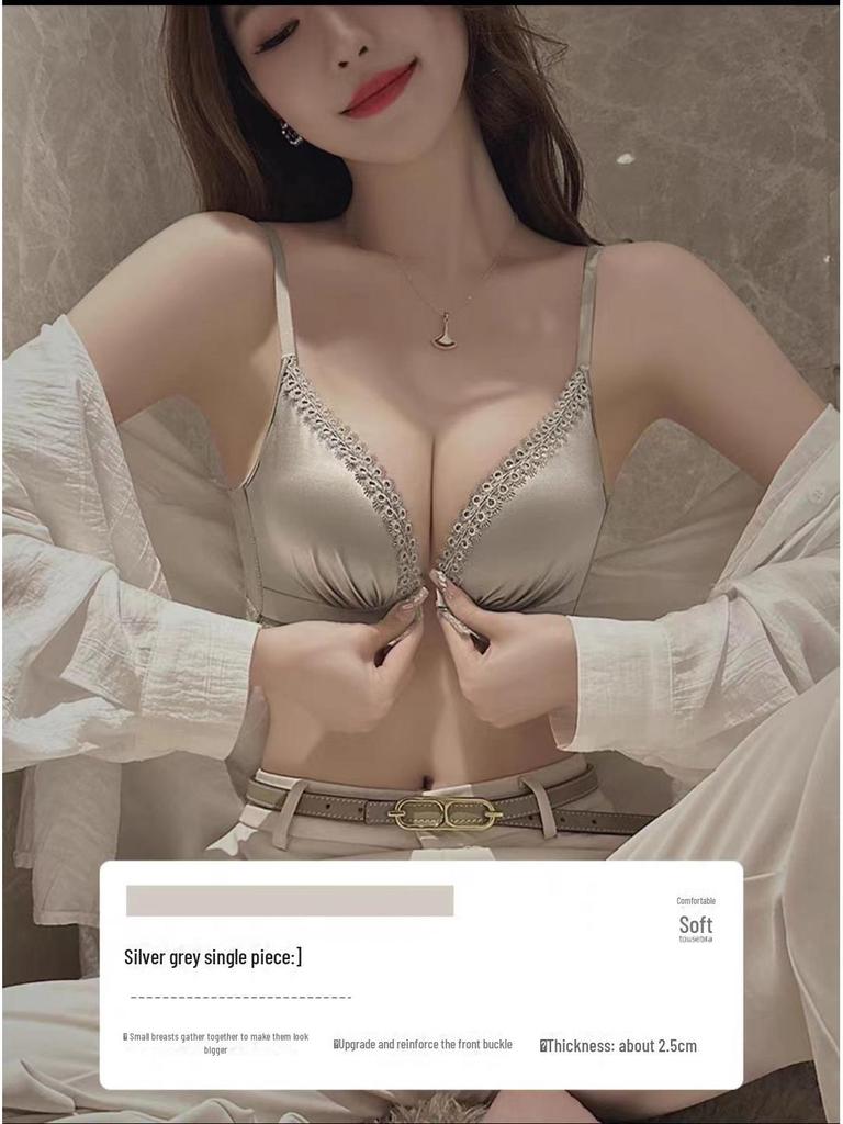 Front Buckle Bra Set for Women with Small Breasts: Lift and Enhance, No Steel Ring, Beautiful Back Design
