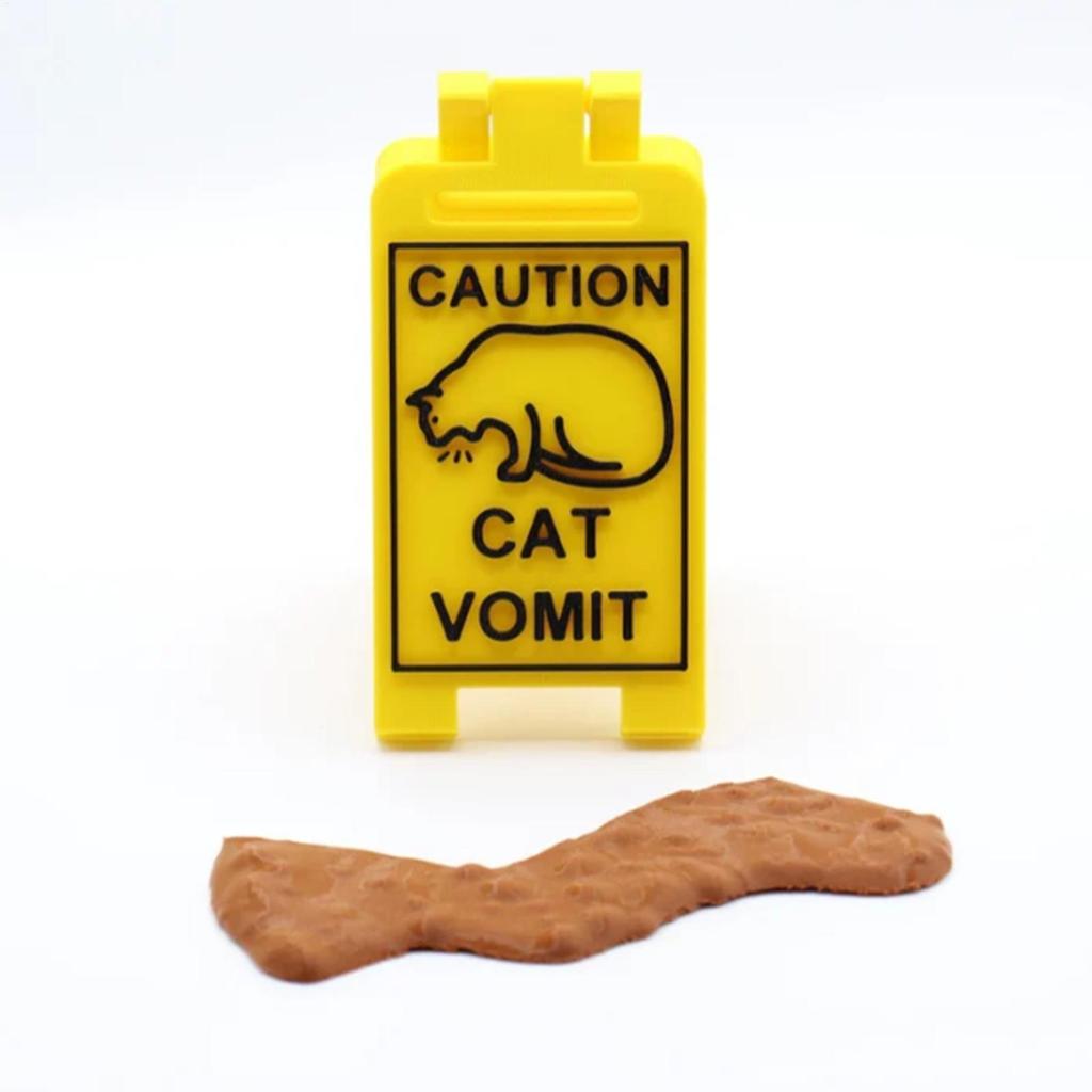 Cat Vomit Warning Sign Cat Warning Sign Decoration 3D Printing Hilarious Novelty Warning Sign For Cat Lovers And Cat Decorations
