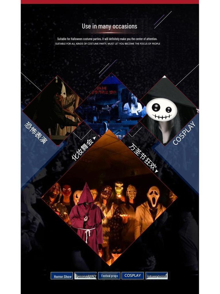 Halloween Monk Robe Wizard Priest Costume - Medieval Death Reaper Cosplay Outfit