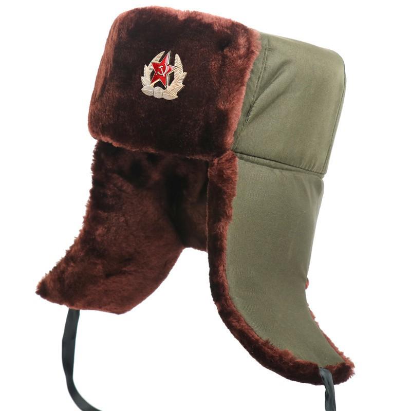Winter Warme Fleece gefütterte Militärstil Klappenmütze Herren Damen Outdoor Radfahren Kälteschutz