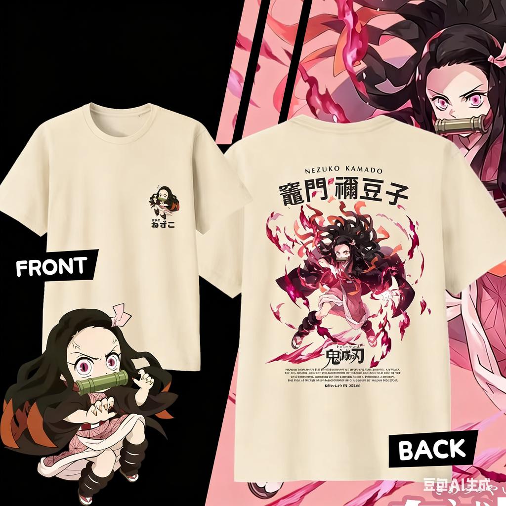 Demon Slayer Kamado Nezuko Pure Cotton Tshirt for 2026 Summer KidsUnisexsWomens Fashion Casual Cosplay Short Sleeved Tshirt