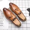 British Style Men's Pointed Toe Leather Tassel Shoes - Large Size Business Casual & Formal Office Wear