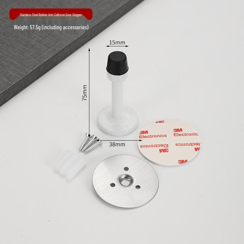 Stainless Steel No-Punch Anti-Collision Door Stopper with Rubber Bumper