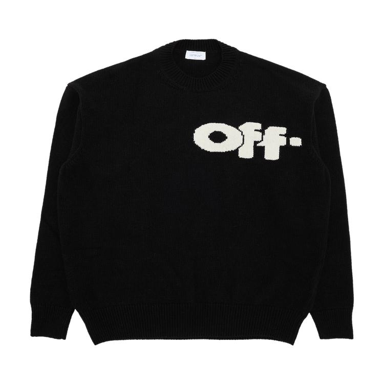 Off-White Shared Logo Knit Crewneck Black/Cream Men Tops OMHE198F24KNI001100A