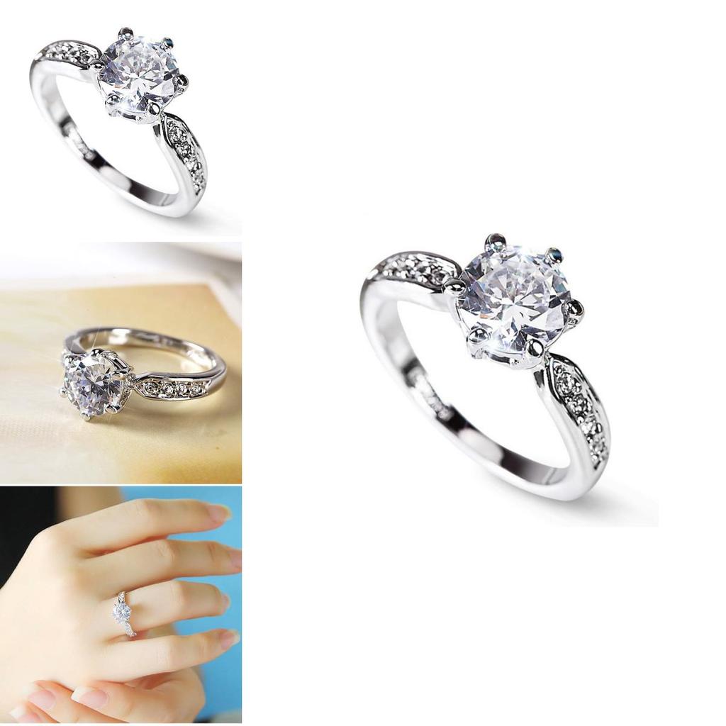 Elegant Womens Geometric White Copper Ring With Faux Diamond For Weddings And Engagements