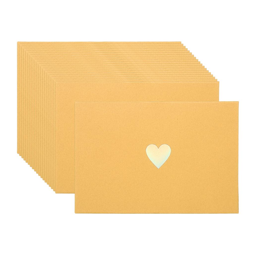 20Pcs/Set Mini Card Envelopes Pearlescent Paper Envelopes Business Greeting Cards Holder with Heart Pattern for Birthday Wedding
