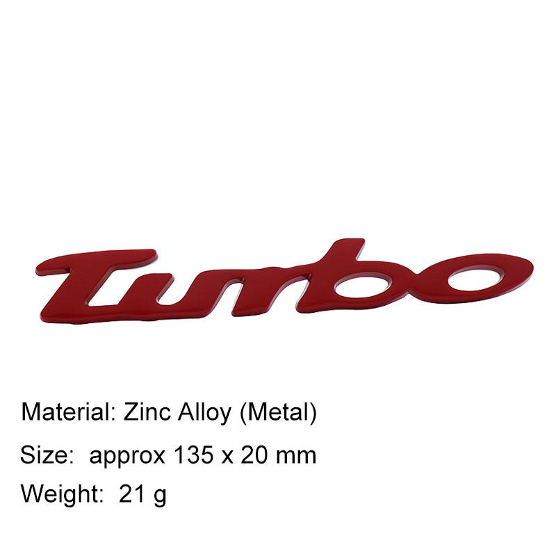 3D TURBO Metal Car Sticker Car Styling Body Emblem Decal Zinc Alloy Car Rear Tailgate Badge Decoration Auto Accessories Decals