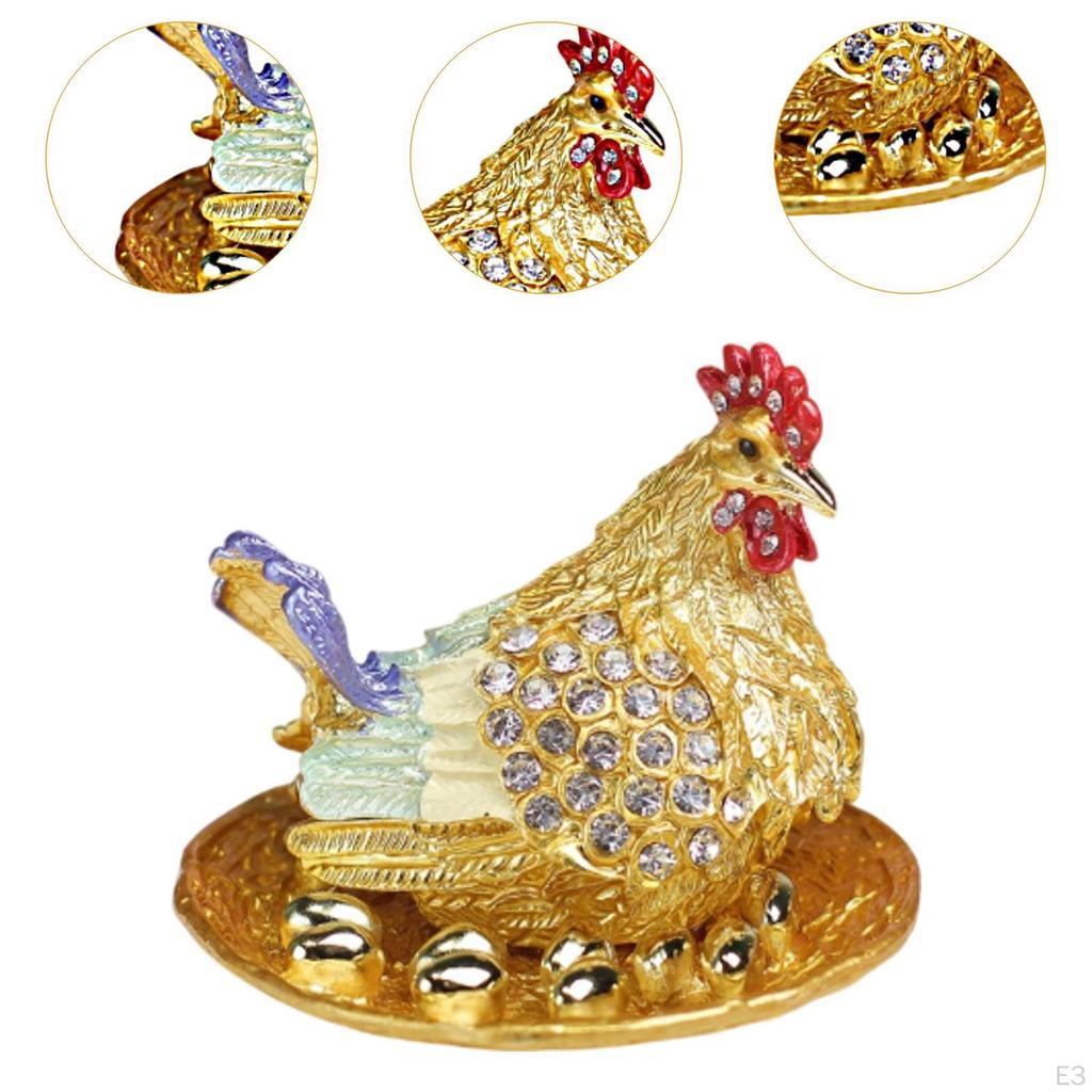Chicken Figure Nist Hen Statue of Unique Classic Jewelry Organizer Chickens Ornament for Garden Home