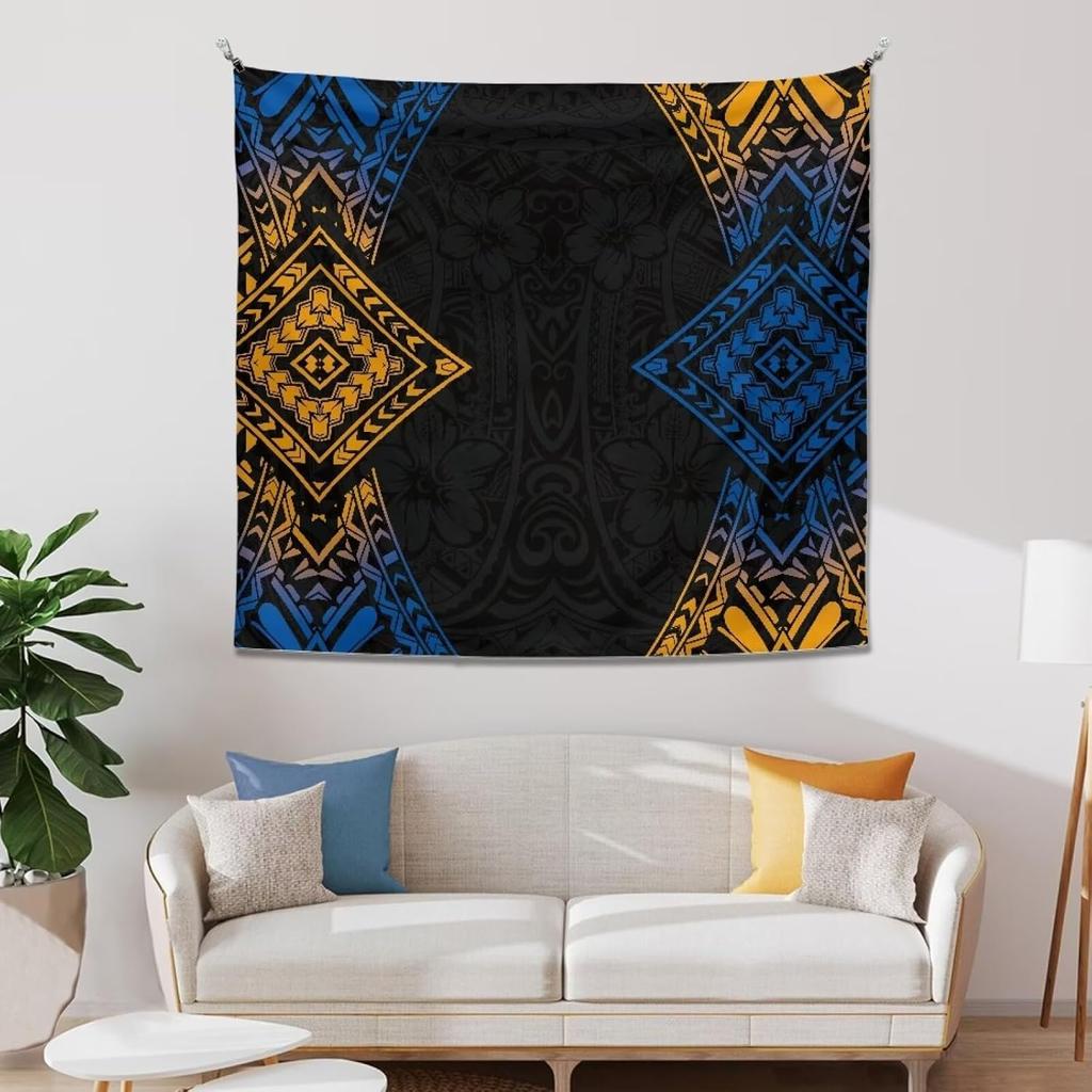 Polynesian Turtles Tapestry, Hawaiian Tribal Tattoo Hibiscus Print Wall Tapestry Tapestry Wall Hanging, Tapestry Aesthetics For