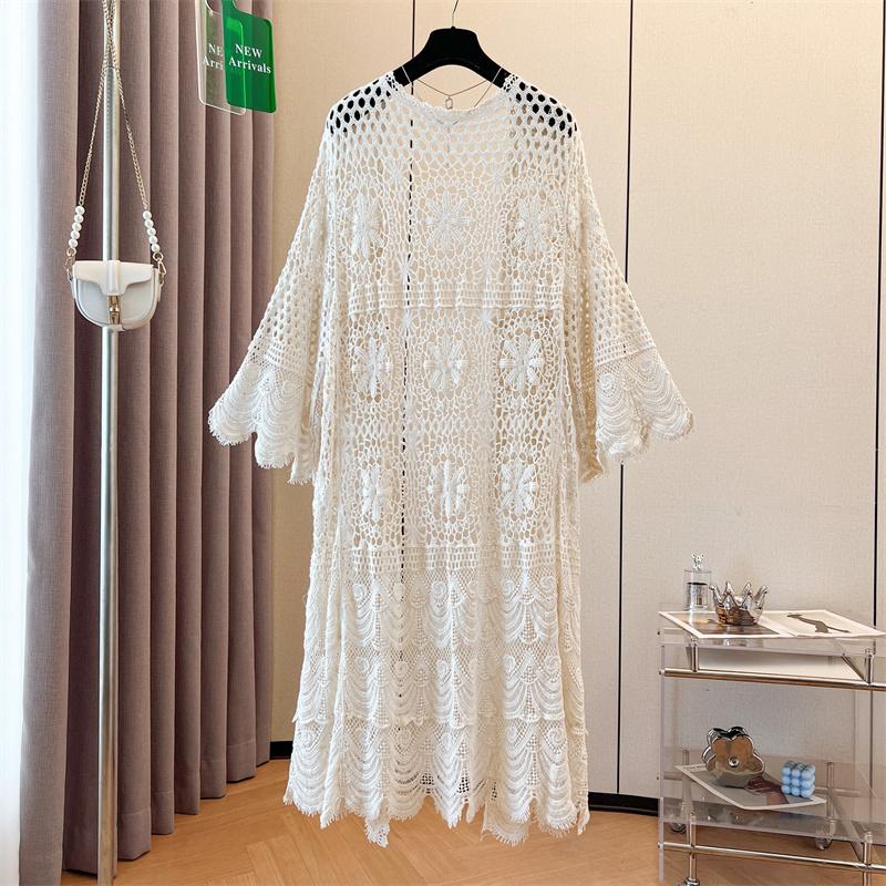 DIMANAF New Cardigan  Women Knitting Lace Long Vest Hollow Summer Style Basic Tops Tees Loose Clothing