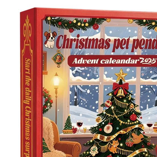 Julekjæledyranheng Adventskalender 2025 24 dager Akryl Dyrepynt med Krage-ringer Morsom Nedtellingsgave for Kjæledyreelskere & Treddekor