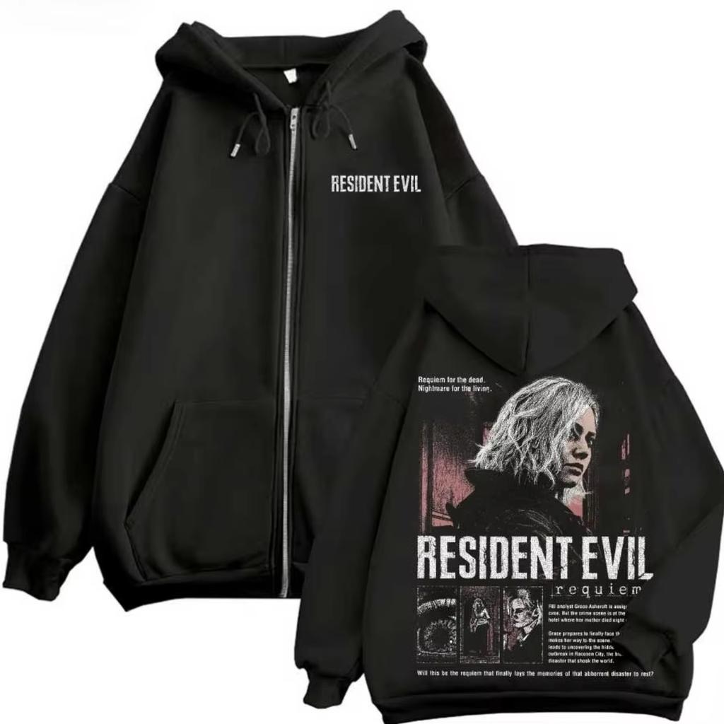 Resident Evil Game Theme Zipper Hoodie Retro Street Style Men's and Women's Zipper Hoodie Street Fashion