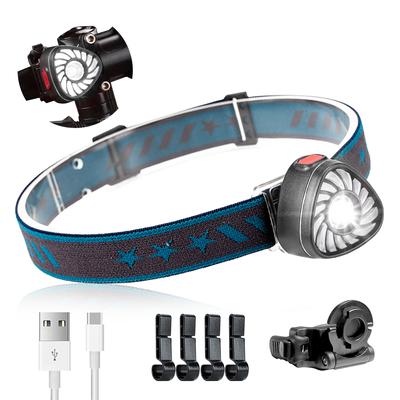 Lampa czołowa LED z akumulatorem 1 uncja, lekka lampa czołowa z czerwonym światłem i 7 trybami, tylne światło rowerowe z uchwytem rowerowym i 4 haczykami, wodoodporna lampa czołowa