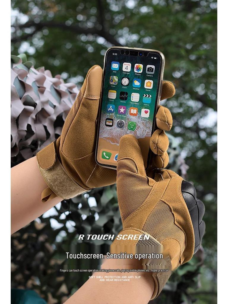 Men's Z908 Camouflage Tactical Gloves - Outdoor Full Finger Protective Sports Gear for Military, Cycling, and Training.