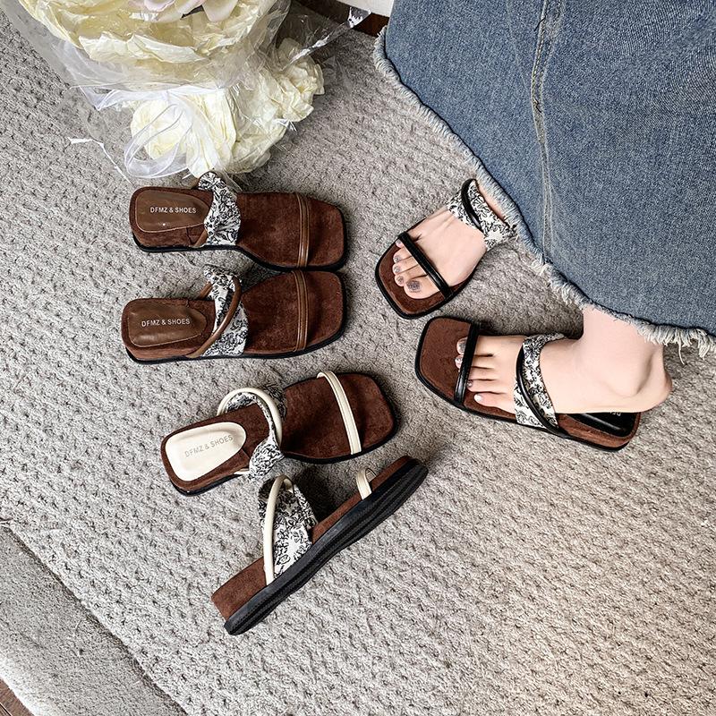 Wedge Heel French One-word Slippers for Women's Summer Wear 2025 New Design Niche with Skirt Thick-bottomed Cool Slippers for Women