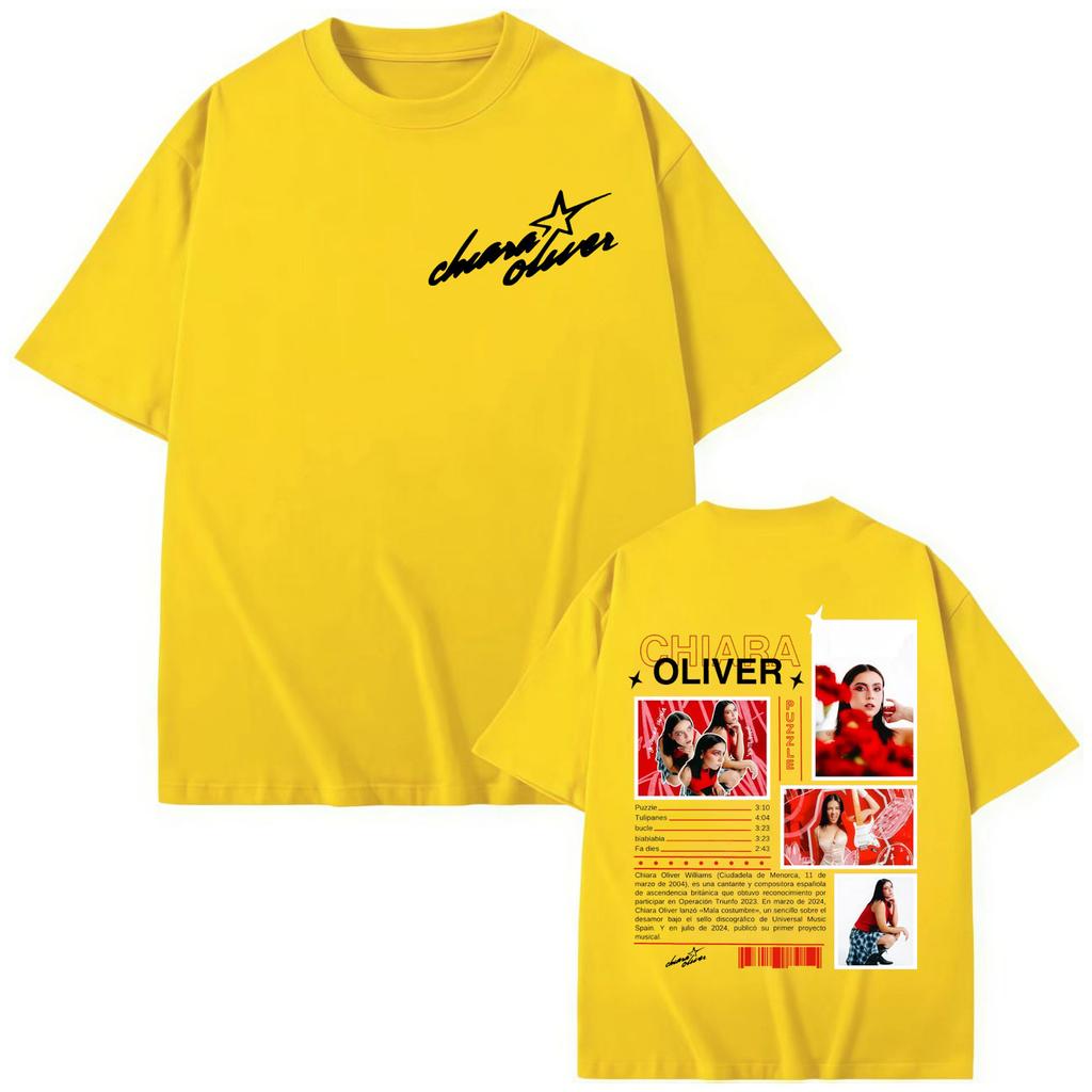 Cantante Chiara Oliver Camisetas Gráficas de Álbum Streetwear Moda Y2k Camiseta de Manga Corta Hombres Mujeres Camisetas de Algodón Holgadas