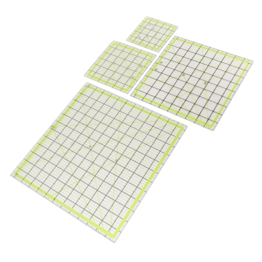 4pcs Acrylic Quilting Ruler Quadrate Grid Lines Double Color Clear Ironing Ruler for Cutting Fabric