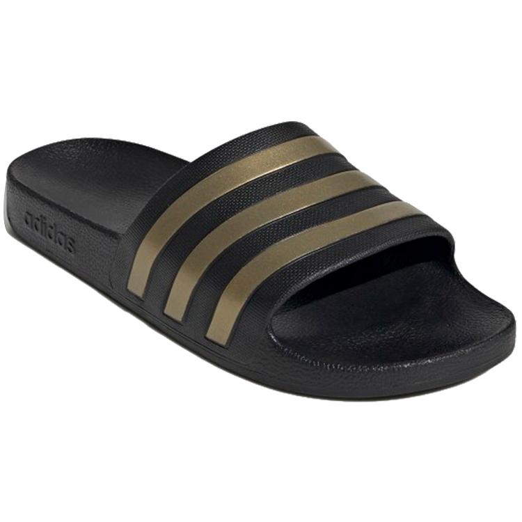 New Adidas Adilette Aqua Slides Core Black Gold Metallic EG1758