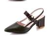 New sandals women's British fashion pointed back empty metal buckle thick heel high heels