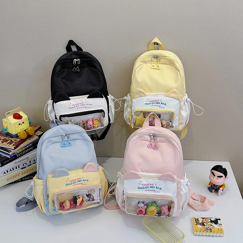 Schoolbag New Pain Bag Backpack Female Cute Large Capacity Middle and High School Students Transparent Schoolbag Girl Nylon Backpack