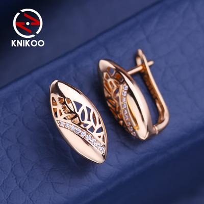 Clip Earrings For Women Cubic Zirconia Fashion Hollow Stud Earrings Jewelry For Wedding Party Gifts
