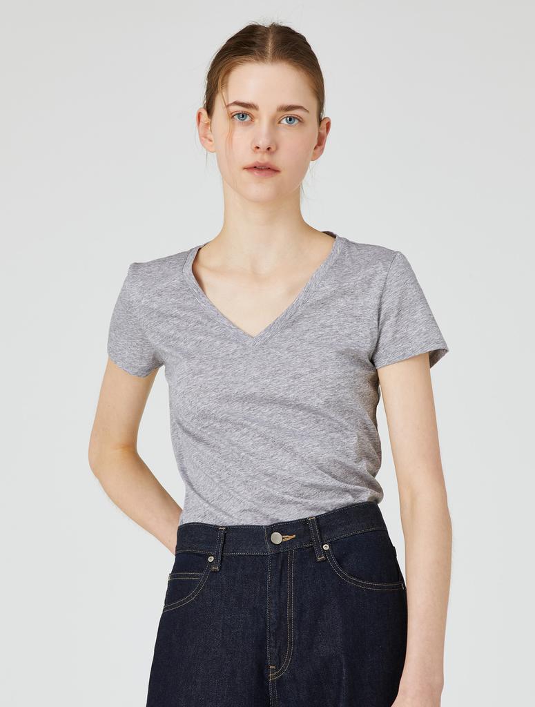 YJACK W_Thin Jersey V-Neck Short Sleeve T-Shirt Ljt1917