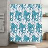 Ocean Blue Octopus Shower Curtain Waterproof Fabric Rectangular Pattern Home Decor Bathroom Accessory Large Size (216x183cm)