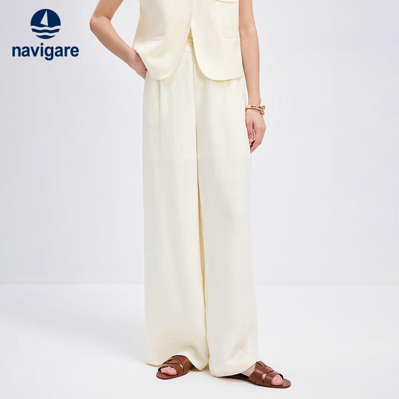 Navigare Women's Old Money Style Linen Wide-Leg Trousers