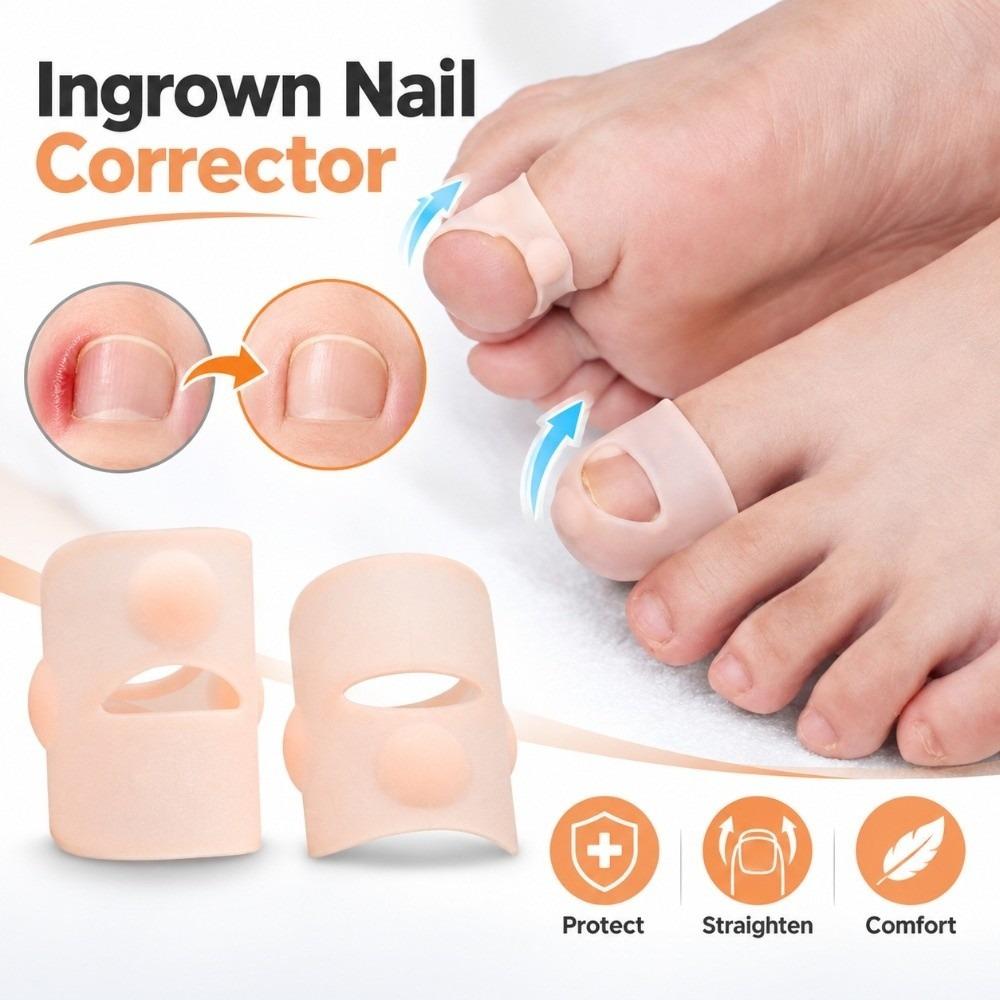 1 Pair Silicone Ingrown Toenail Corrector Soft Toe Alignment Support Travel Use