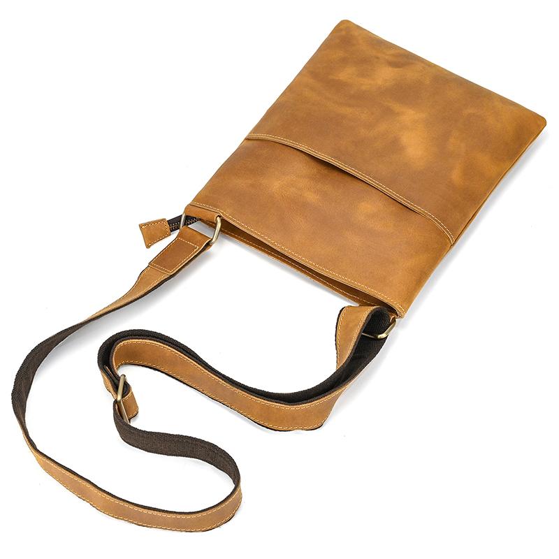 Vintage Fashion Men's Crossbody Bag Brown Leather Sling Bags Genuine Leather Men's Shoulder Bag For Phone Outdoor Small Bags Men