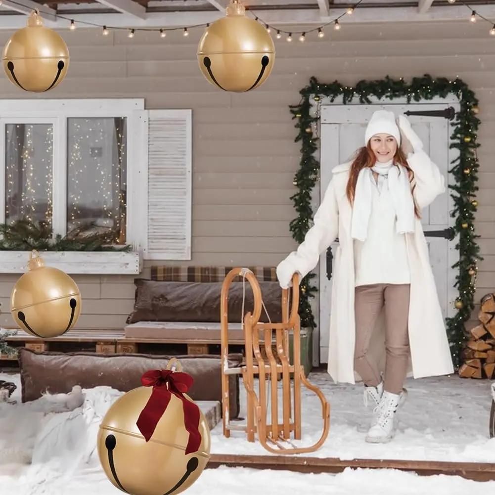 45/60CM PVC Inflatable Christmas Bell Balloon Large Holiday Decoration for Outdoor Garden Christmas Party Decor