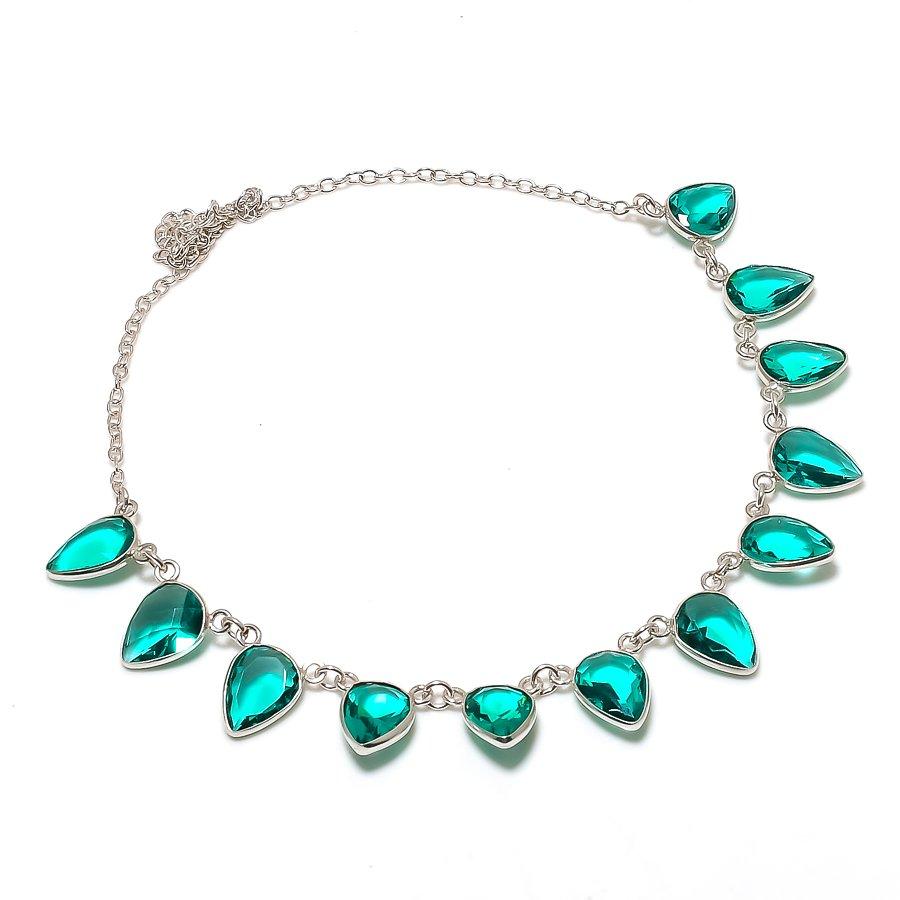 Natural Indicolite Tourmaline 925 Sterling Silver Jewelry Necklace 18  ASN-6080