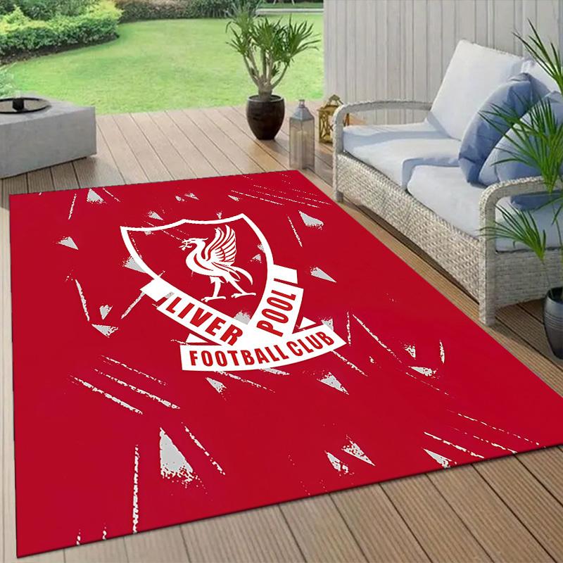 Liverpool Football Club Flanellmuster Quadratischer Teppich, Läufer, Teppich für Wohnzimmer Schlafzimmer Sofa Spielzimmer Dekor, Rutschfeste Fußmatte