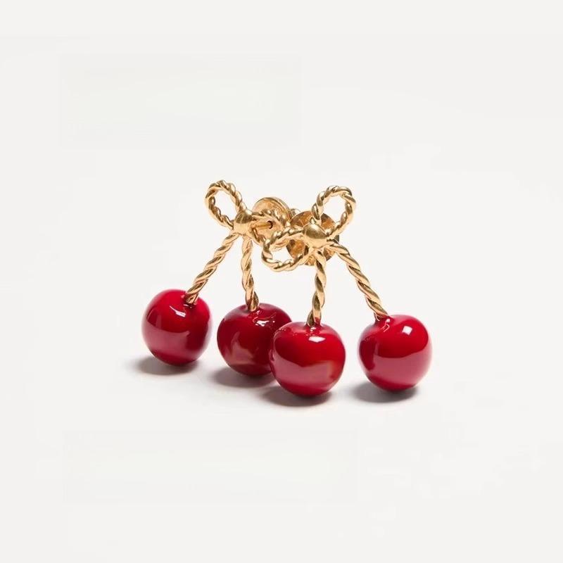 Elegant Cherry Stud Earrings for Women - Simple, Fashionable, and Unique Design