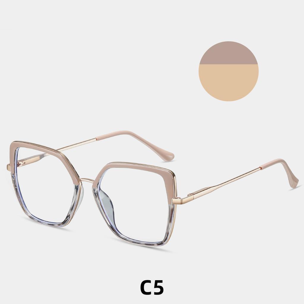 87186 Metal Glasses Frame Geometric Frame Glasses Frame Optical Glasses Color Matching Anti-Blue Light Glasses Computer Glasses Frame