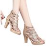 Women's Summer High Heel Sandals - Roman Style Peep Toe with Butterfly Design