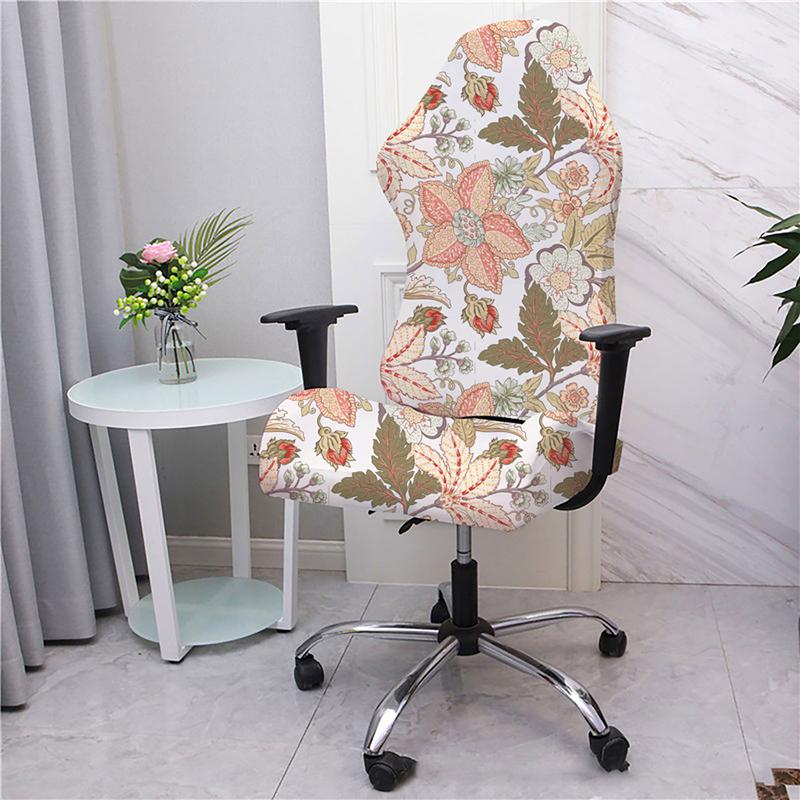 Elastic Printed Armchair Cover Universal Computer Game Chair Seat Cover Home Office Backrest Armrest Swivel Chair Slippers