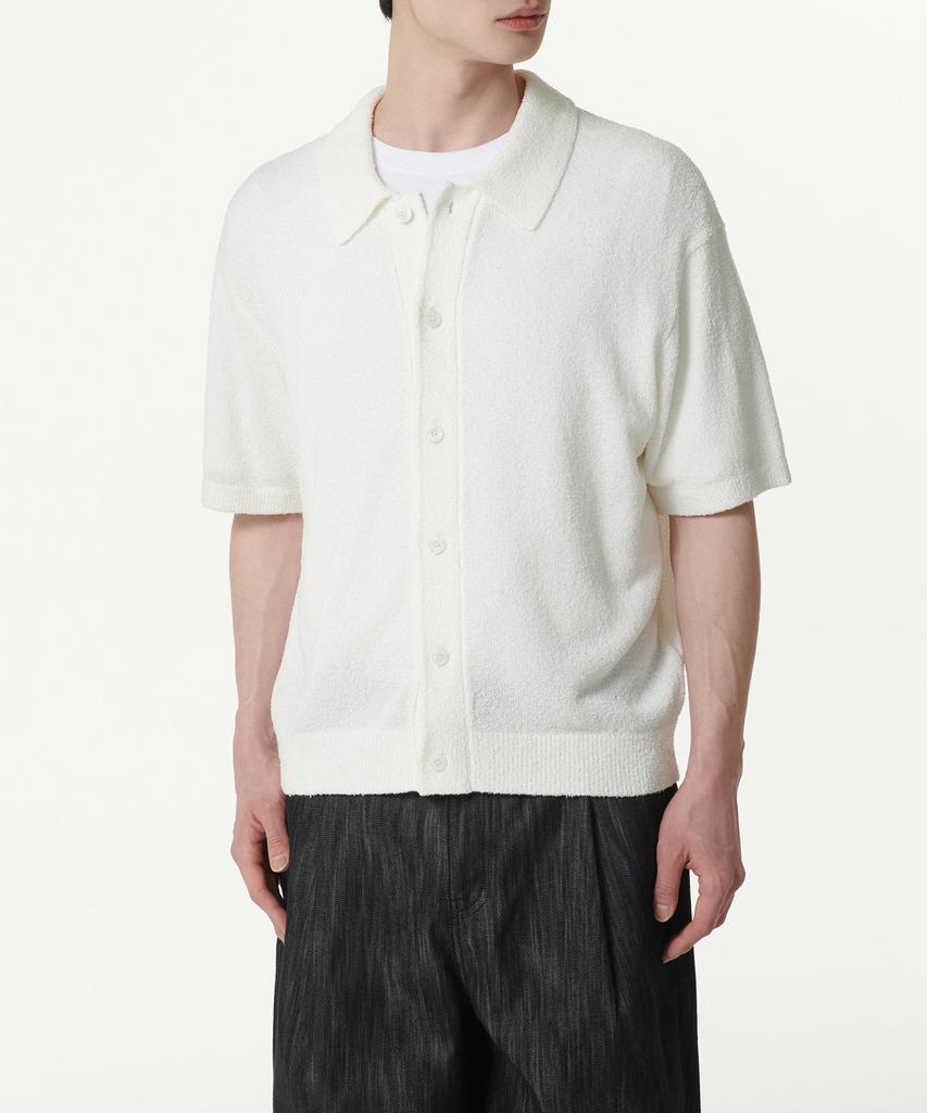 Musinsa Standard Boucle Collared Short Sleeve Cardigan [Ivory]