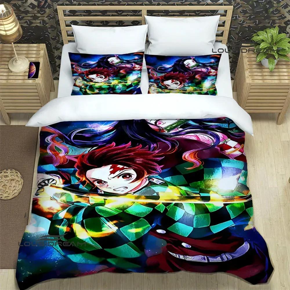 Demon Slayer Printed Duvet Cover Set HD Comforter Cover for Kids Bedding Sets Bedclothes Bedroom Decor