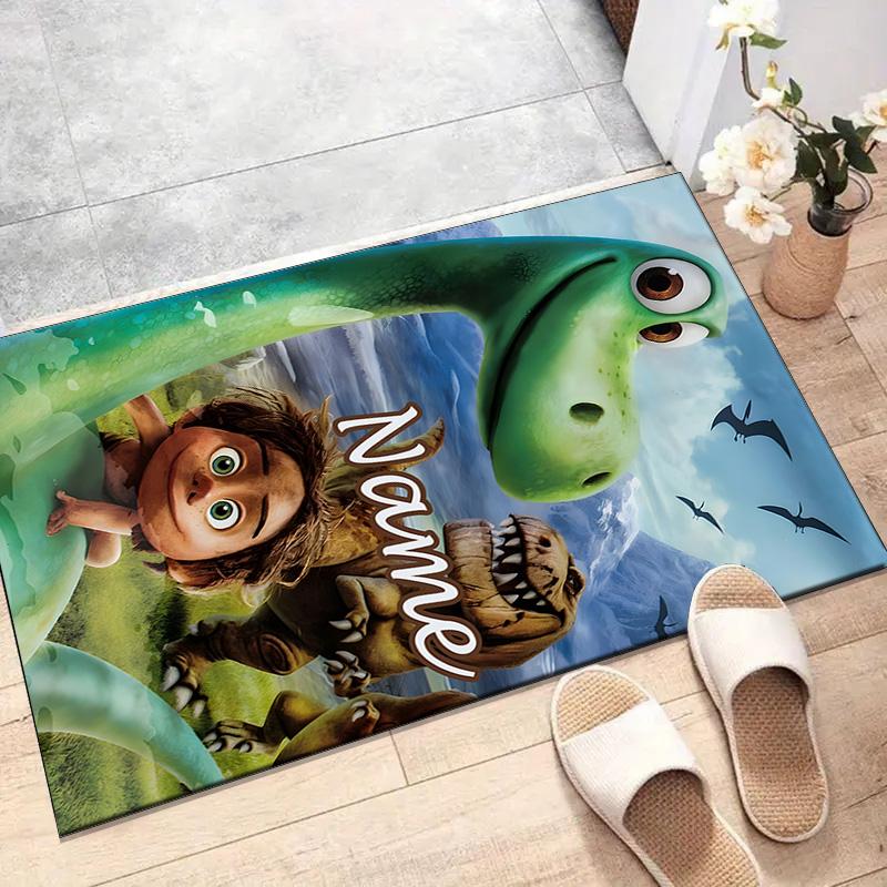 Custom The Good Dinosaur Mat Personalized Name, Polyester Washable Indoor Entryway Rug, Gift for Christmas, Easter, Thanksgiving Day