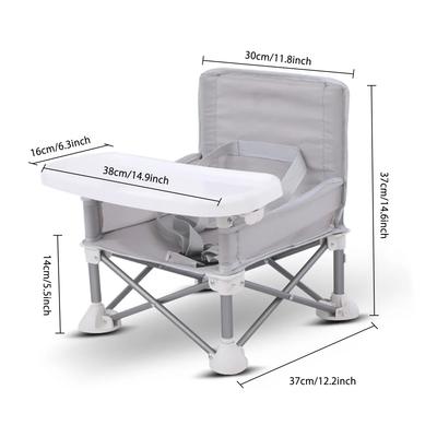 Faltbarer tragbarer kompakter Babystuhl aus Aluminiumlegierung mit Sicherheitsgurt für den Innen- und Außenbereich, leicht zu transportieren für Campingausflüge, Picknicks