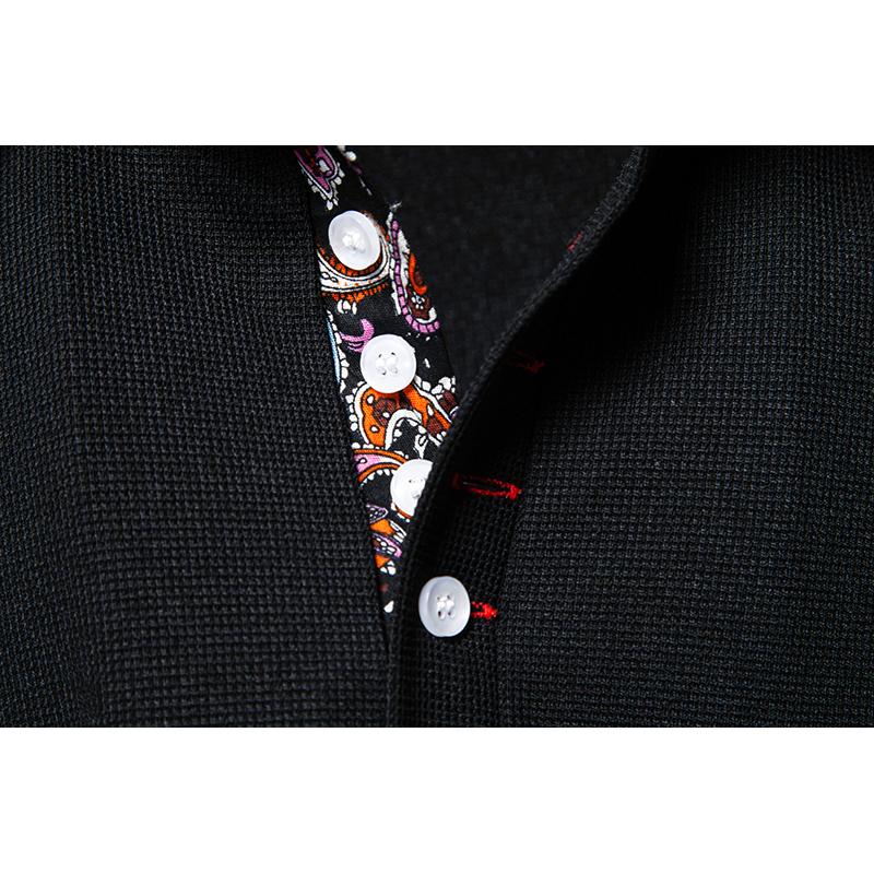 Fashion Paisley Color Block Men's Polo Shirts Solid Color Long Sleeve Polo Shirts For Men New Autumn Social Business Polos Male